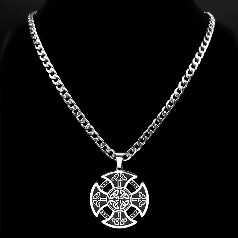 Classic Viking Vegvisir Mysterious Axe Texture Necklace Stainless Steel Nordic Runes Odin Necklace Pendant Celts Ethnic Jewelry