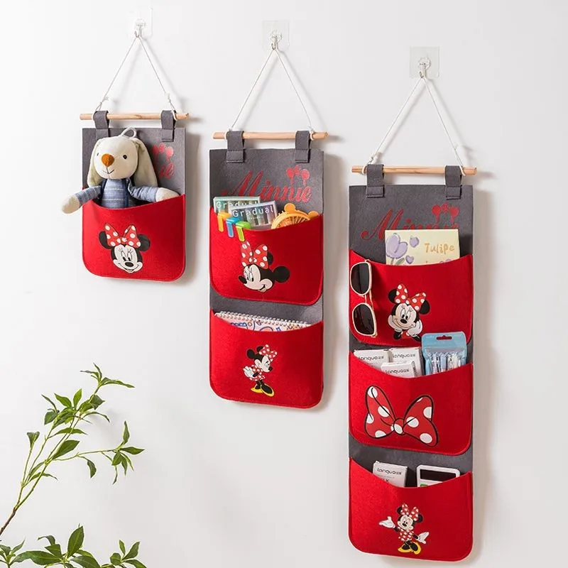 Pluszowa torba wisząca Cute Cartoon Mickey Minnie Dekoracja ścienna Torba do przechowywania zabawek Wisząca torba Wielokolorowa otwarta torba Wisząca torba ścienna