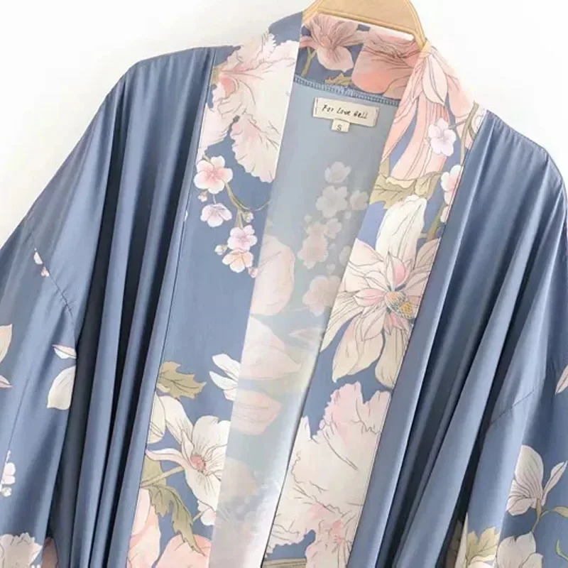 Japanese Kimono Fashion Blouse Women 2020 Floral Printed Yukata Kimono Cardigan Long Sleeve Cardigan Traditional Kimonos Dress