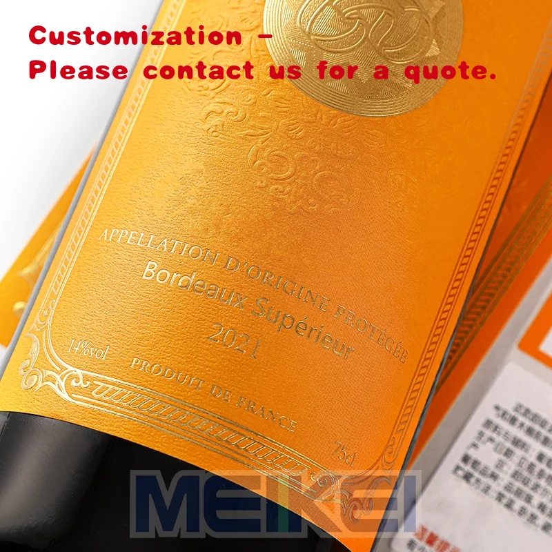 custom.3D Foil Relief Champagne Label Hot Sale Textured Black and Labels Bottles