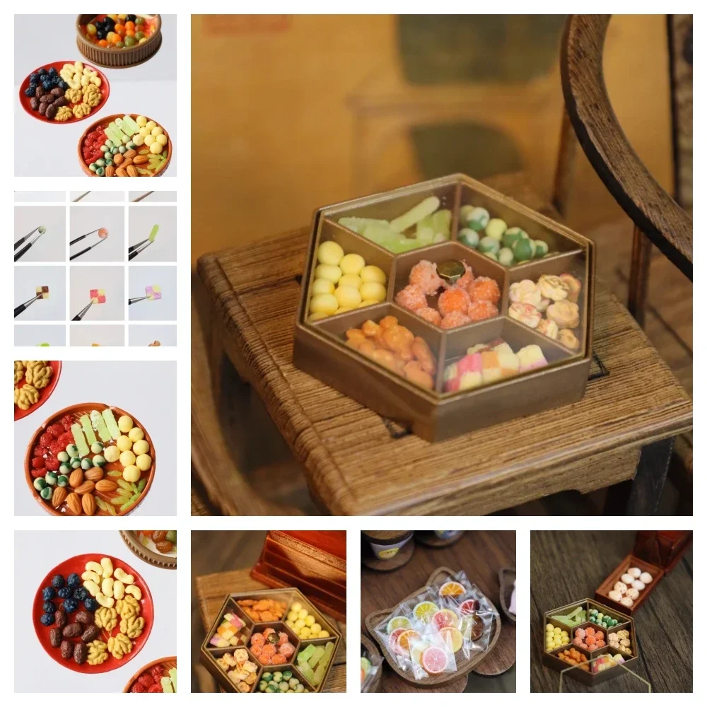 

Bjd Doll Full Set Miniature Dried Fruit Chinese New Year Snack Box Orange Slices Red Dates Goji Berries Doll House Accessories