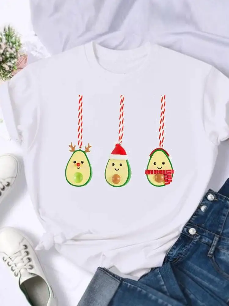 

Avocado Love Style Trend Women Holiday Clothing Merry Christmas Fashion Female New Year T-shirts Shirt Print T Top Graphic Tee