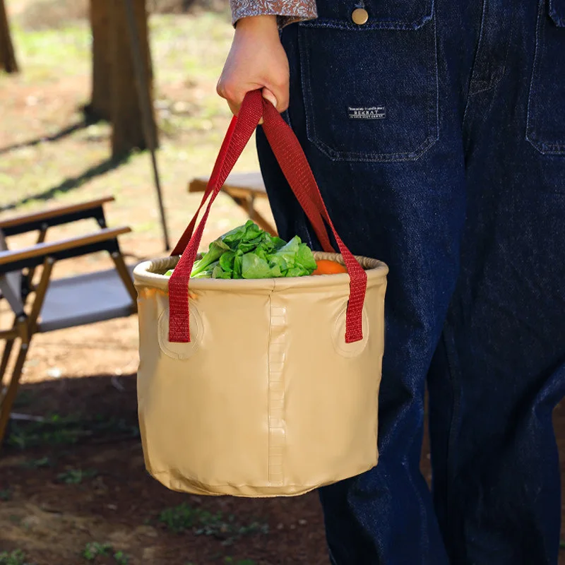 屋外用キャンプ・釣り用バケツ-10l、20l、28l。収納が簡単で、持ち運びにも便利。洗面器としても使える多機能折りたたみバケツ。