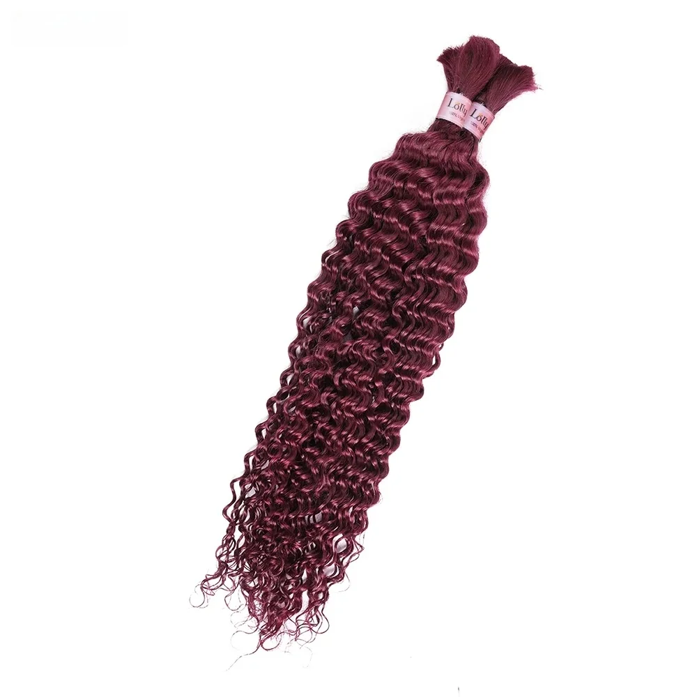 Deep Wave Burgundy 99J bundel rambut manusia tidak diproses bundel rambut Virgin Brasil warna alami Burgundy 99J rambut manusia