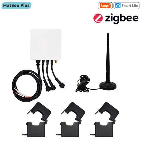 Tuya Smart Life 3 상 단상 ZigBee 에너지 계량기 앱 모니터, 클램프 전류 변압기 포함, 전력 KWh 200A 120A 80A
