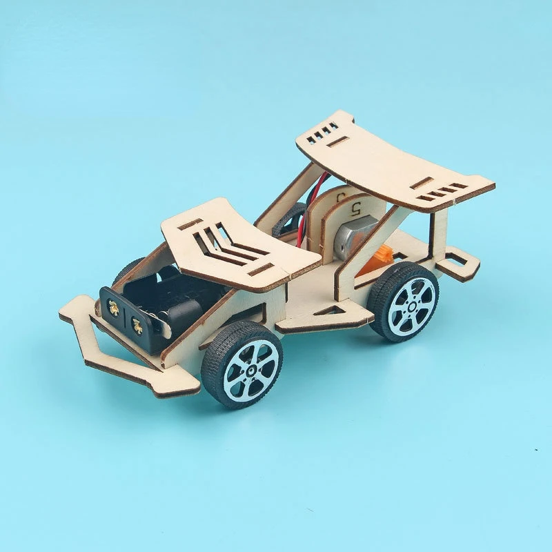 

DIY Electric Wood Racing Car Assembled Puzzles Scientific Experiment Educational Mini Model Early Learning Toy For Children Kids