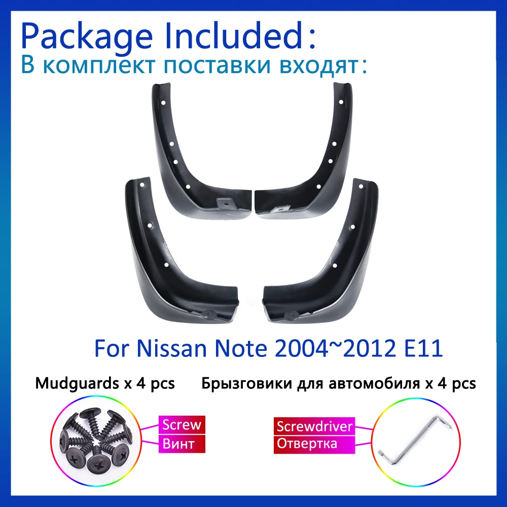 Car Mudflap 4x For Nissan Note E11 2004~2012 Mudguards Protection Fender Styling Accessories New Upgrade Mud Guard Flap Splash