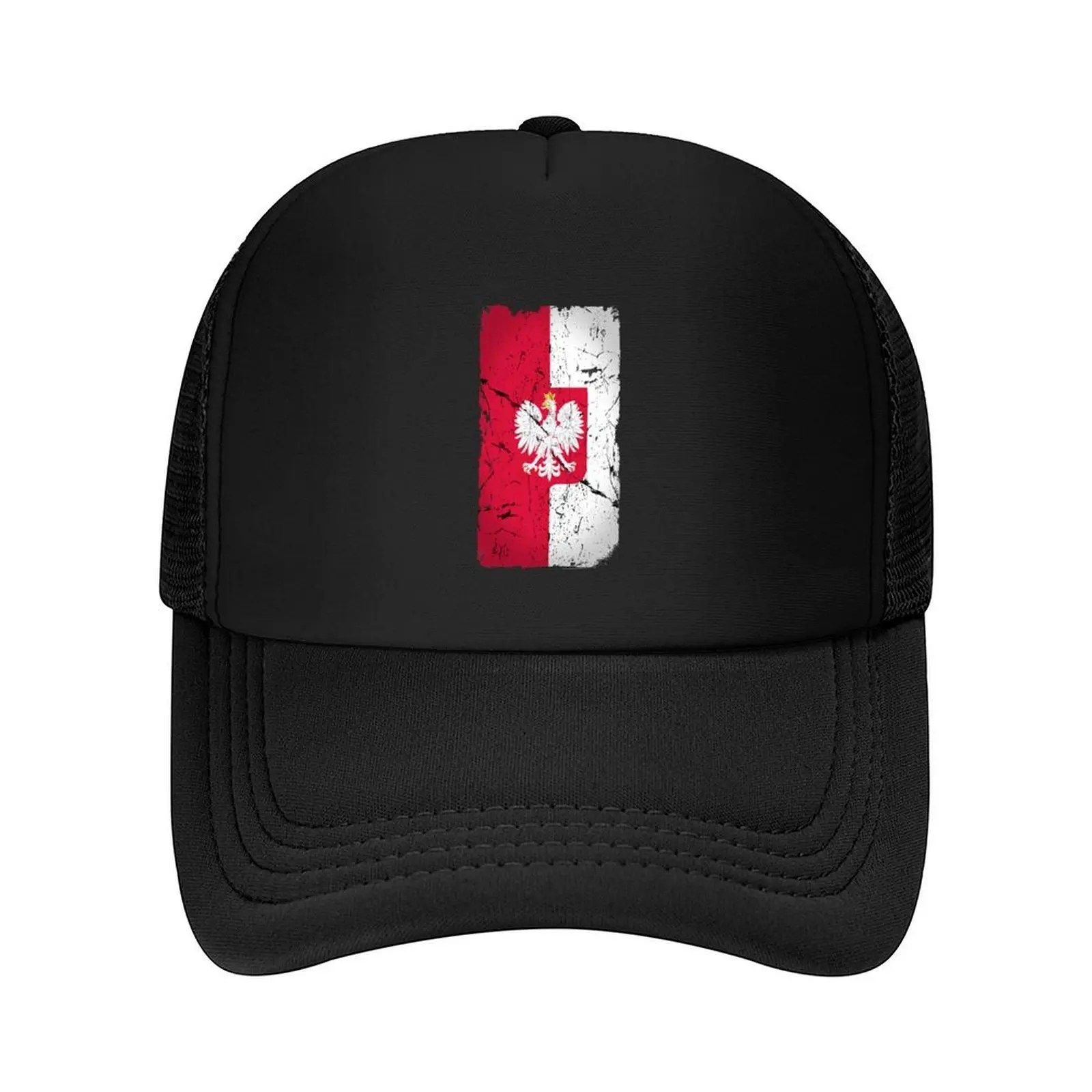 

Flag of Poland with polish eagle Distressed Baseball Cap Sunscreen fishing hat Male hat sun hat Women Men's