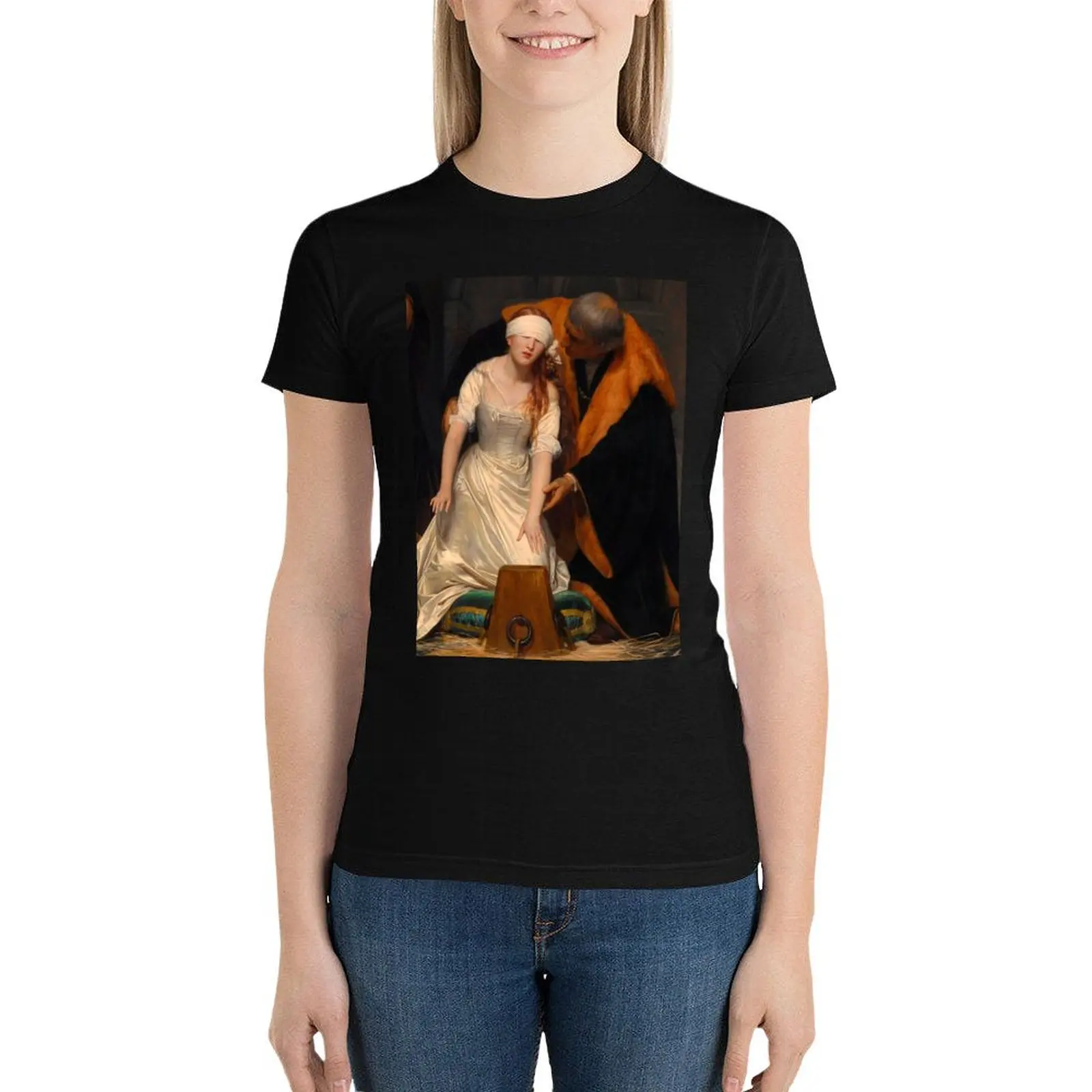 

Execution of Lady Jane Grey by Paul Delaroche T-Shirt oversized Aesthetic clothing tops tshirts woman