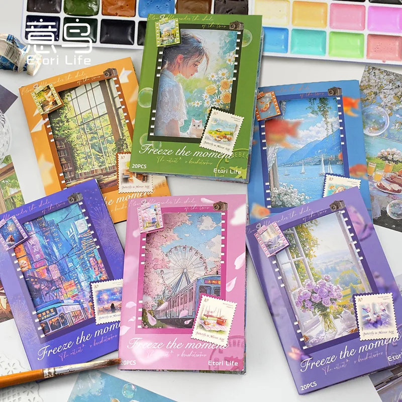 

24sets/lot Memo Pads Material Paper Freeze moment Junk Journal Scrapbooking Retro Background Decoration Paper