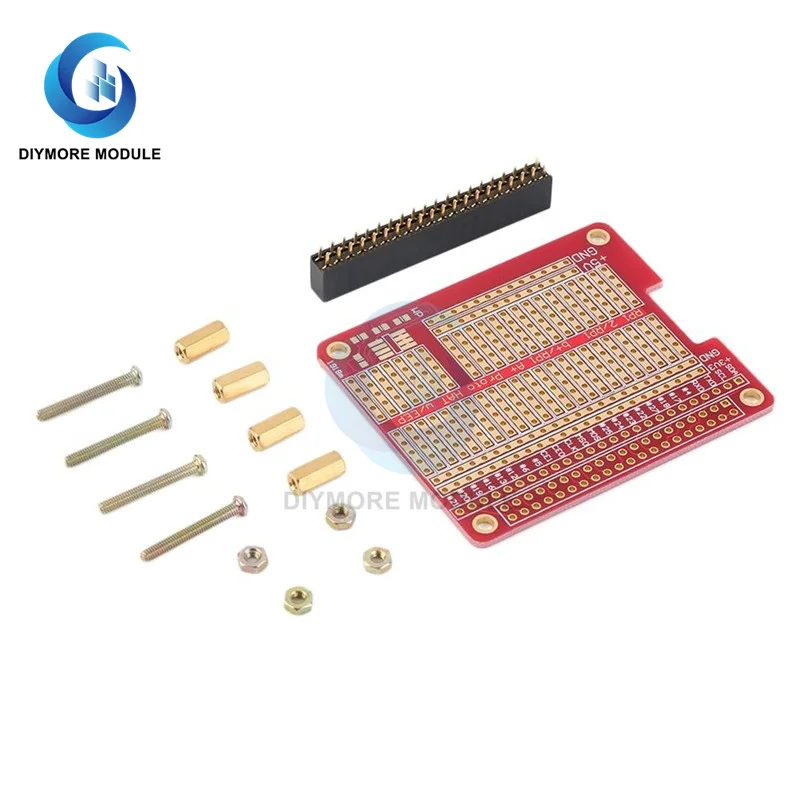 DIY Prototype Expansion Board PCB Shield Red Expansion Board Compatible for Raspberry RPi Prototype Hat Breadboard
