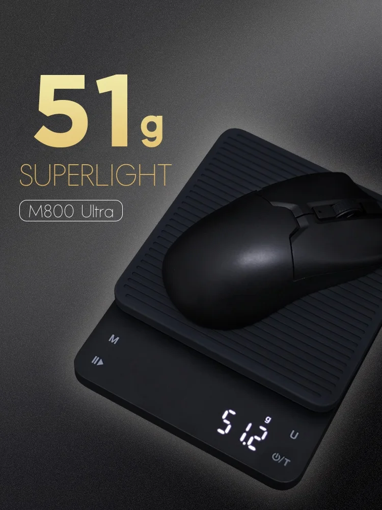 Imagem -02 - Mouse Ultra Gaming Ratos Fps Ergonômicos Leve Bluetooth 2.4g Modo Paw3395 600ips Nordic52840 49g Delux-m800