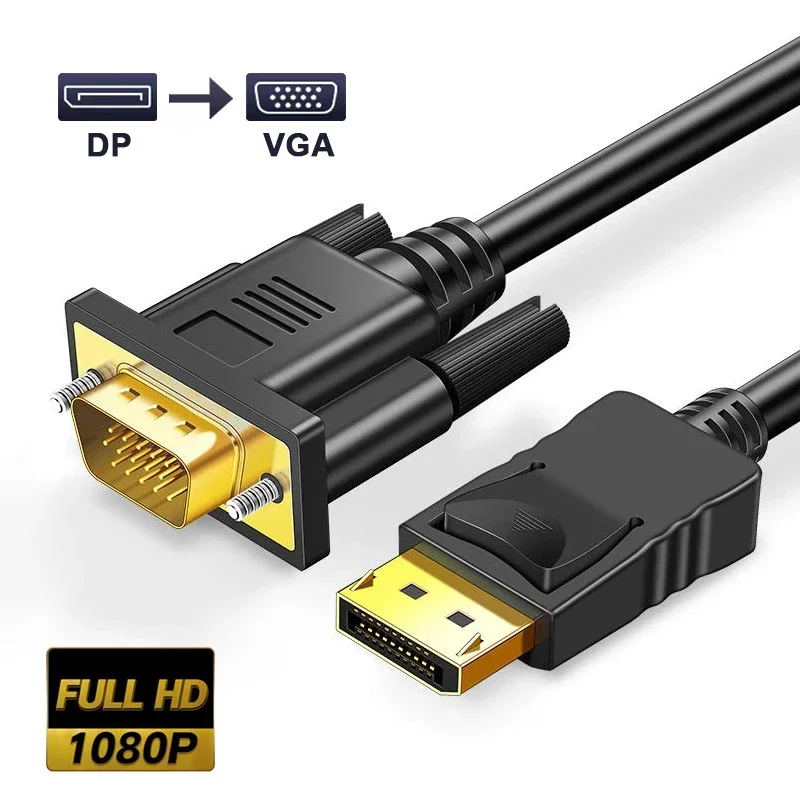 1080P Displayport to VGA Adapter Cable DP to VGA Male to Male Converter Cable For HDTV Monitor Projector PC Computer Laptop