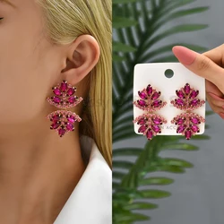 Multicolour Glass Leaf Decor Drop Earrings For Women Luxury Designer Crystal Elegant Vintage Jewelry Girl Accessories Party Gift