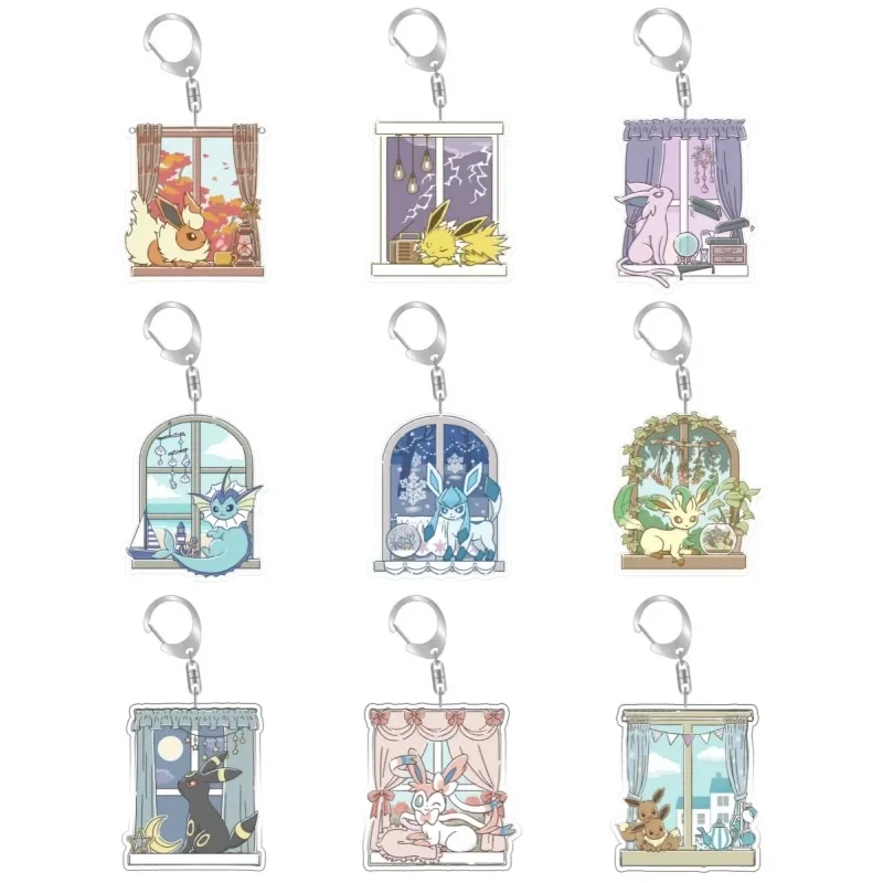 Pokemon Vaporeon Umbreon Sylveon Eevee Jolteon llavero acrílico hecho a sí mismo colgante Anime clásicos juego colección tarjetas juguete para regalo