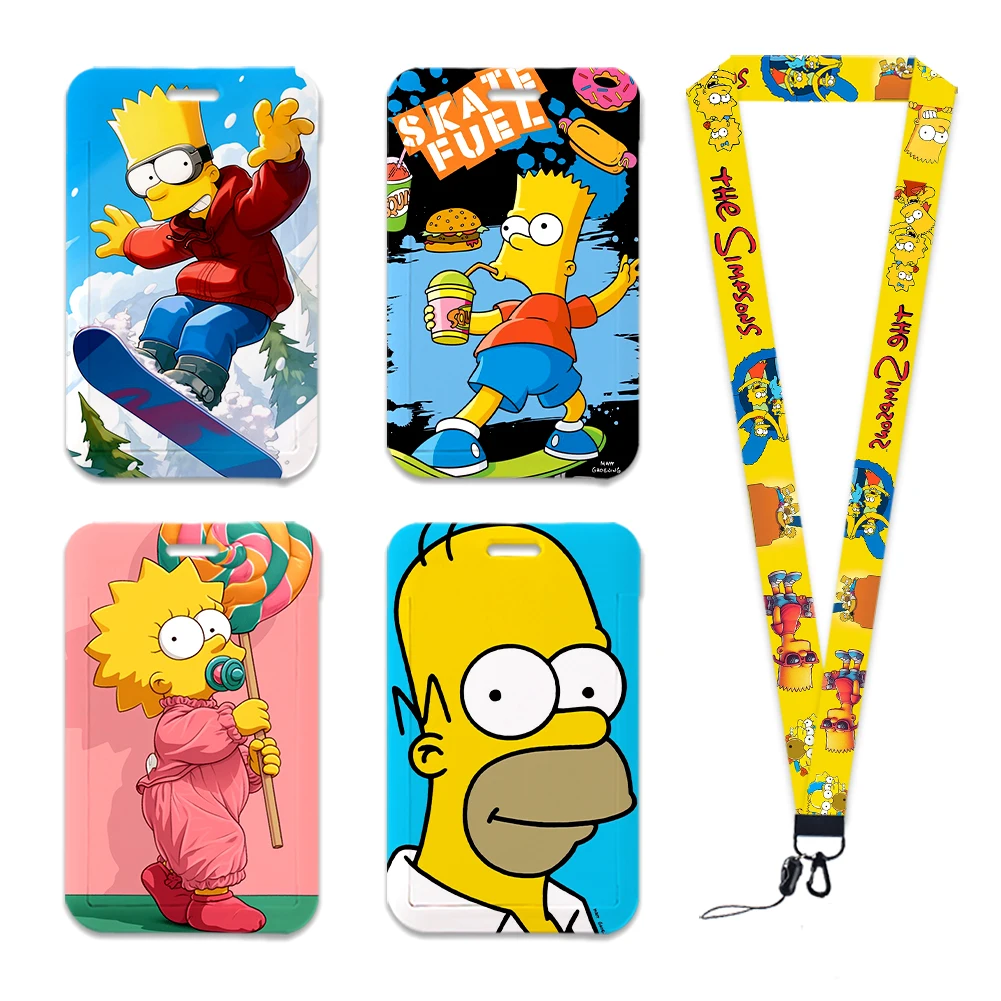 

Ремешок с изображением Симпсона из мультфильма, цепочка для ключей, идентификационная крышка для кредитных карт, держатель для автобусной карты, очаровательный держатель для бейджа, индивидуальный подарок