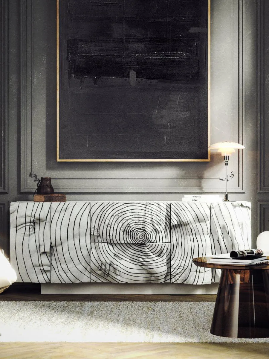 

Italian solid wood creative side cabinet locker living room wall tea cabinet