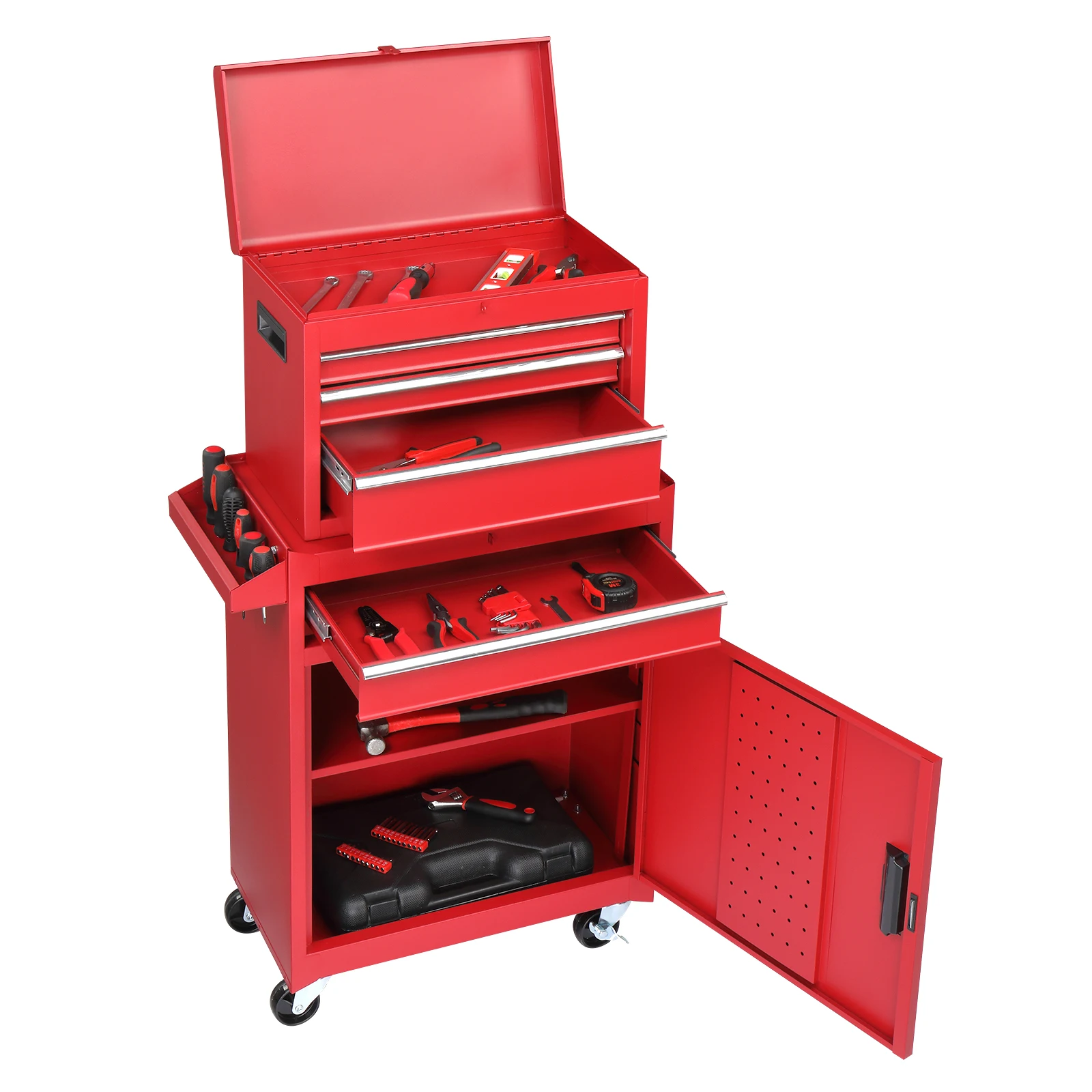Tool Cabinet Tool Cart Combination Rolling Tool Chest with Drawers, Multi-Drawer Storage Organizer Box, Mobile Workshop Garage Tool Storage Cabinet, Heavy Duty Metal Tool Trolley for Repair Workshop Garage Hardware Tools Storage - view 4
