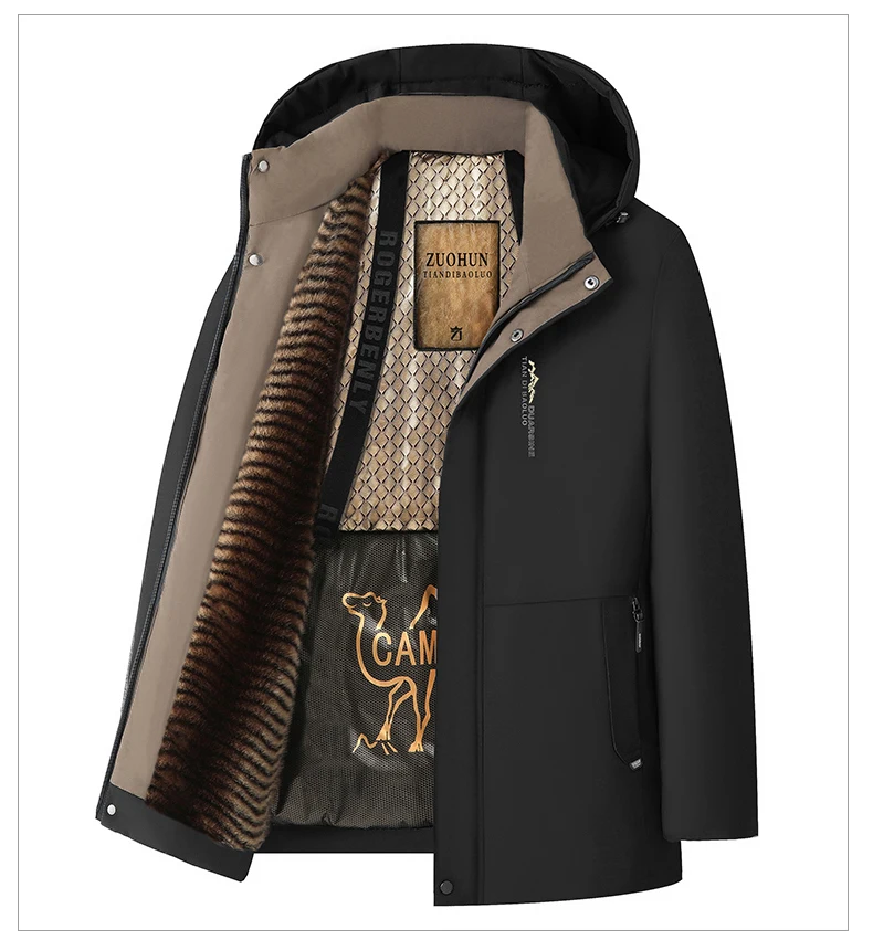 ZHUOFU 윈드브레이커 코트 헤비 플러시 안감 최고급 5중 보호 기술 럭셔리 겨울용