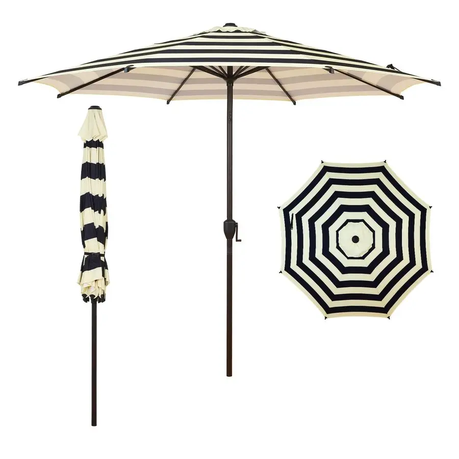 

9FT Lyon Outdoor Patio Umbrella Outdoor Table Umbrella with Push Button Tilt and Crank Market Umbrella 8 Sturdy Ribs UV Protecti