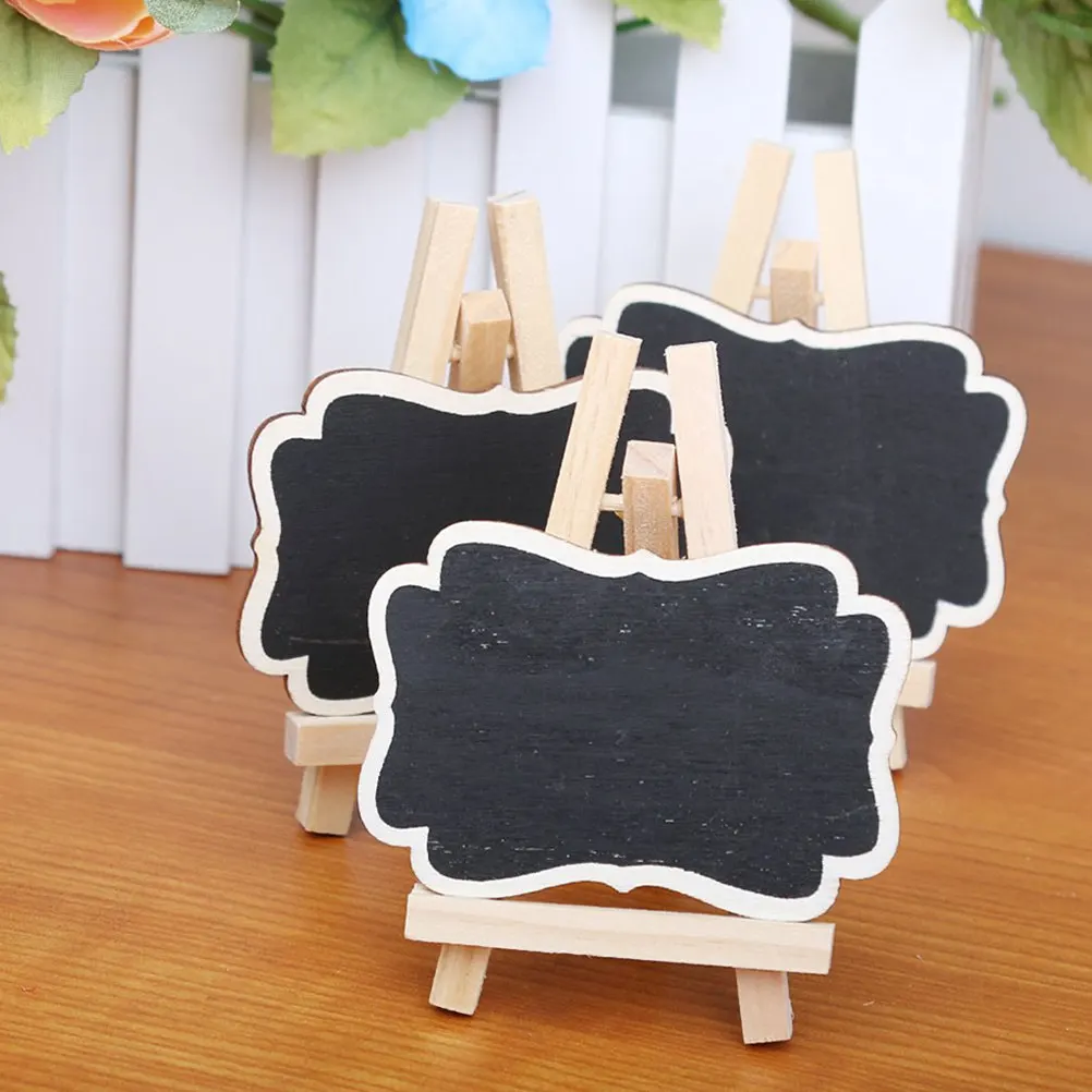 10Pcs Mini Chalkboard Place Cards Wooden Frame Easel Vintage White Desk Decor Party Seating Chart DIY Favors Small Blackboard