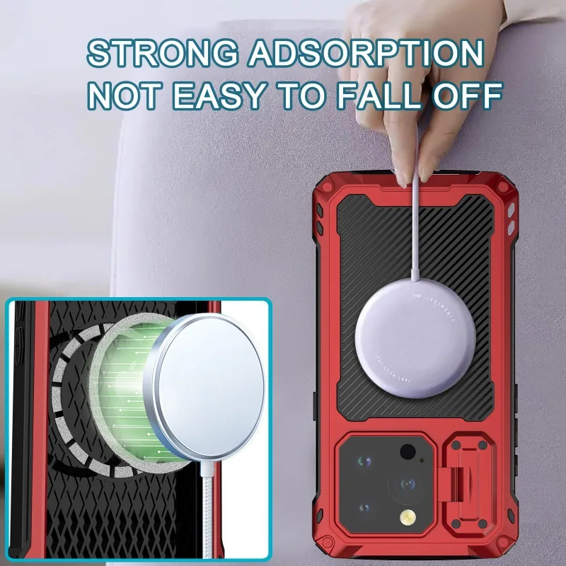 Heavy Duty Protection Armor Metal Phone Cases For Apple Iphone 15 Plus Pro Max Fully Wrapped Silicagel Shockproof Cover Case