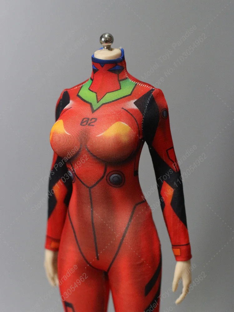 1/6 Woman Soldier Superhero Anime Printed Long Sleeve High Neck Half Zip Jumpsuit Fit 12inch PH Action Figure Body