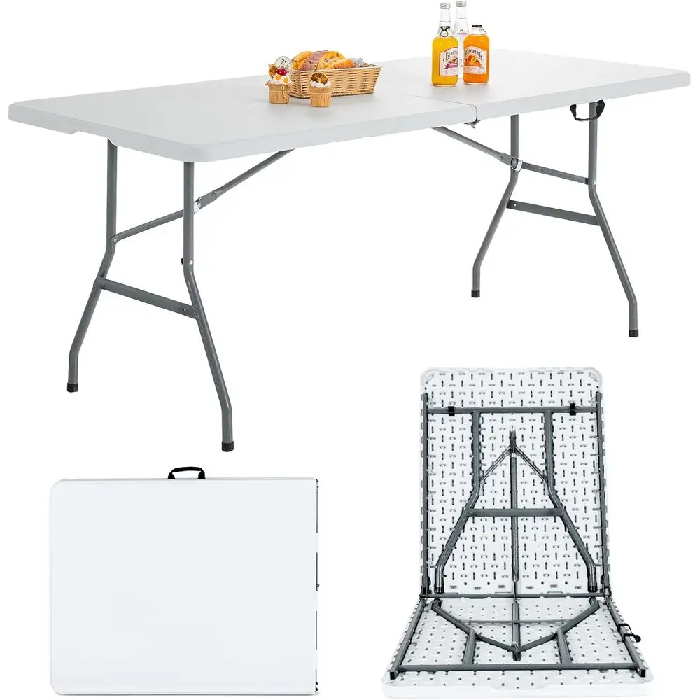 

Portable Heavy-Duty Plastic Folding Table, Suitable for Indoor and Outdoor Use, with Handle, Ideal for Parties, Dining, Camping,