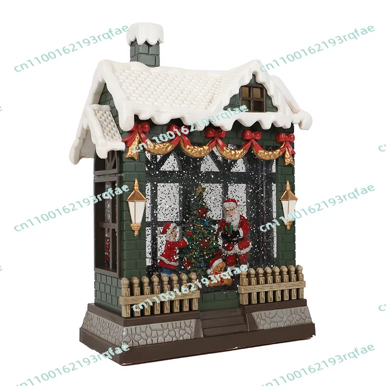 زينة عيد الميلاد متجر الحلوى صندوق تشغيل الموسيقى الانارة تساقط الثلوج مطعم متجر نافذة مقهى جو احتفالي سطح المكتب زخرفة