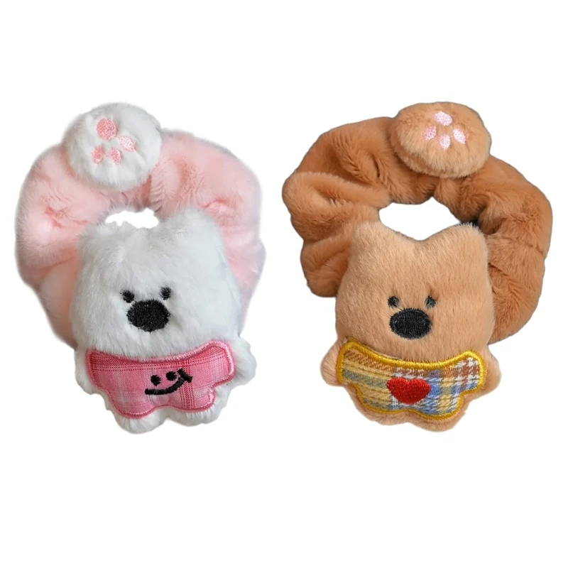 

Scrunchies Plush Cartoon Puppy Westie Furry Dog in Clothes Lovely Paws for Party Birthday Stage Headwear Dropship