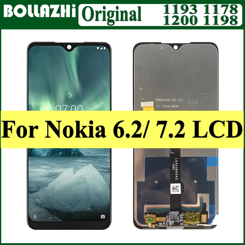 Original Scree For Nokia 7.2 LCD Display TA-1196 1193 Digitizer Assembly Replacement For Nokia 6.2 LCD TA-1198 1200 1201 1187