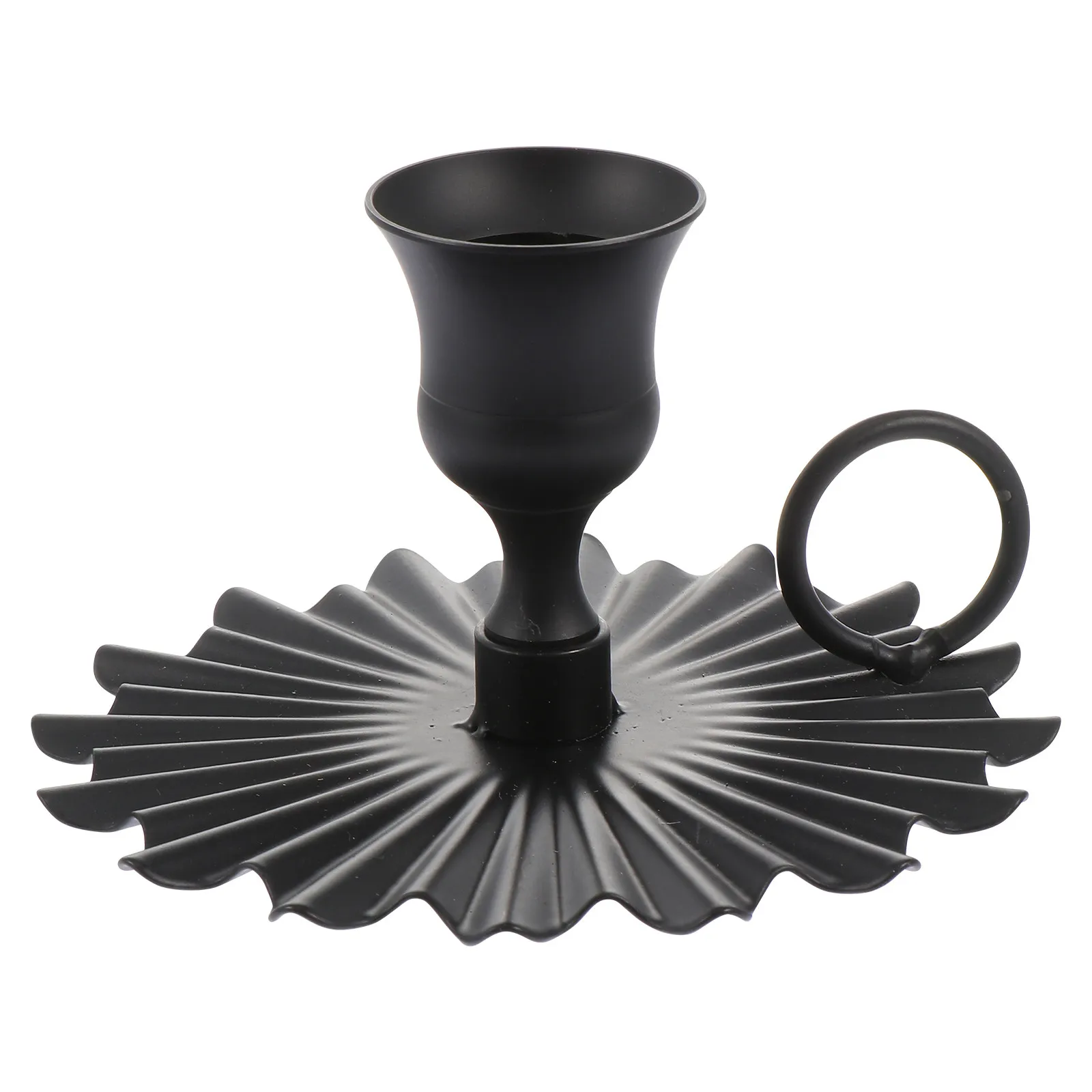 1Pcs Sturdy Iron Art Candlestick Fan Design Candleholder Classical Fashionable Desktop Decor for Bedroom Living Room Banquet