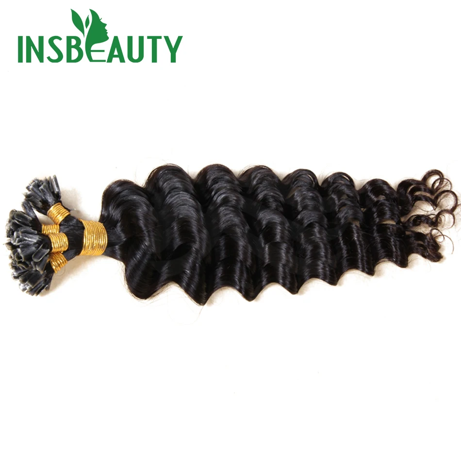 Deep Wave U tip Human Hair Extensions for Black Women Natural Color Nail Tip Hair Extension