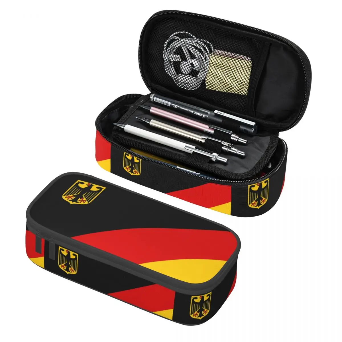 Customized German Flag School Pencil Case Girl Boy Big Capacity Coat of Arms of Germany Pencil Pouch Students Stationery