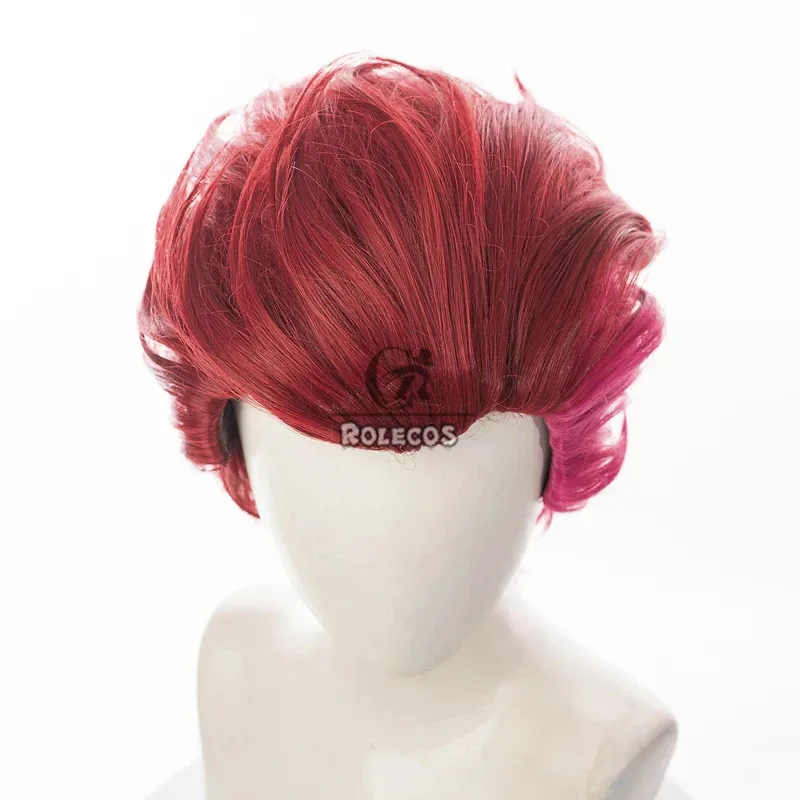 캔디 2025ROLECOS 합성 헤어 게임 LOL Arcane Childhood Vi 코스프레 가발 Jinx Vi 할로윈 30cm 레드 혼합 핑크 가발 Synthe