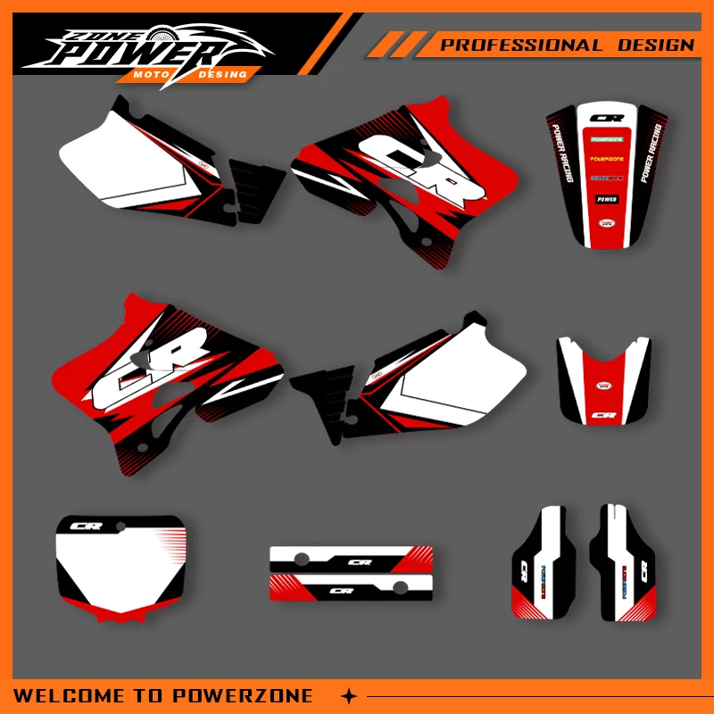 

POWERZONE Motocross Team Graphics Background Sticker Decal Kits For HONDA 1995 1996 1997 CR125 1995 1996 CR250 Customized 01