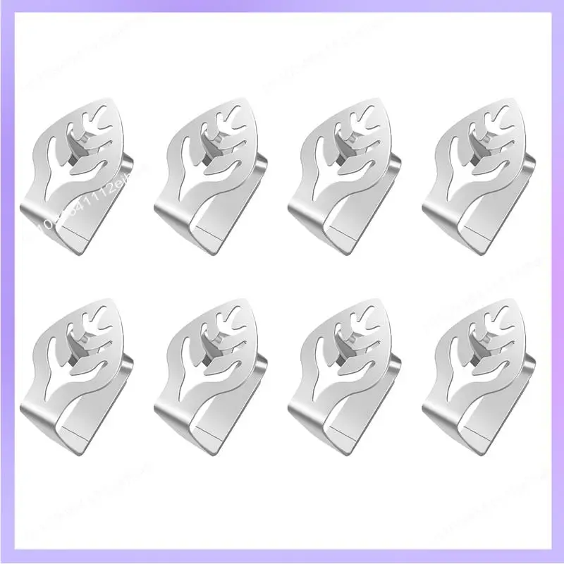 N83R 8 Pcs 실버 스테인레스 스틸 식탁보 클립 크리 에이 티브 잎 모양의 테이블 고정 클립 두꺼운 미끄럼 방지 식탁보 랙
