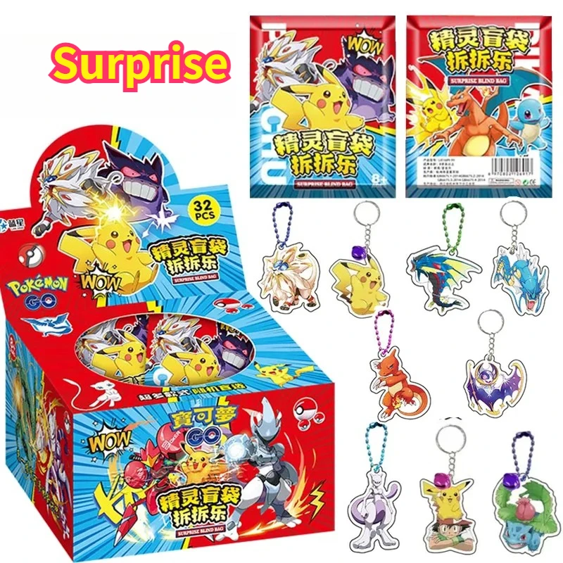 32 pcs of Anime Pokemon Characters Surprise Blind Box Acrylic Fan Merchandise Gifts Birthday Gifts Party Gifts
