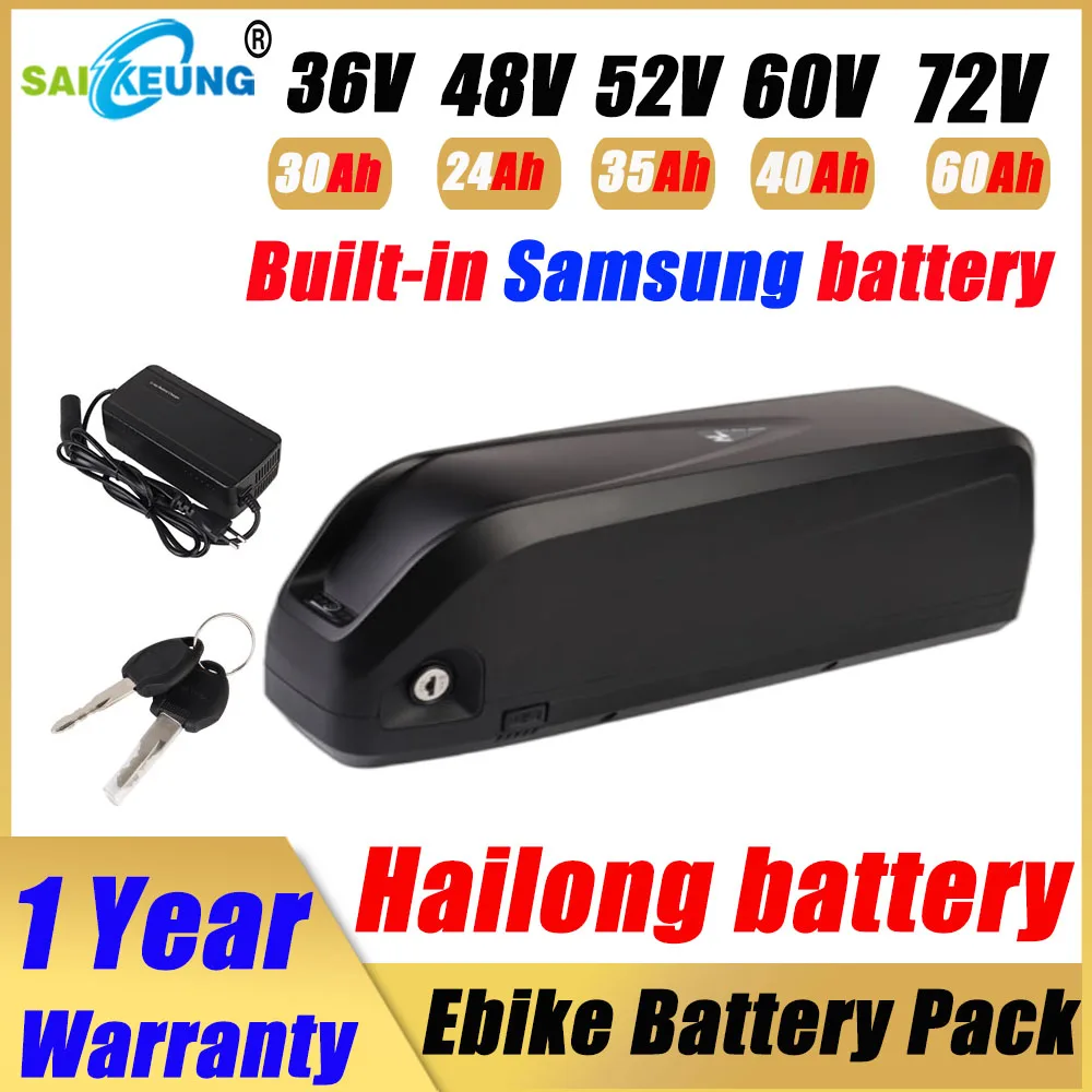 

36V48V52v Rechargeable Electric Bike Battery 60V Hailong 72V 20/23/24/25/30ah/35/40/50/60ah 3000w Scooter Lithium Battery Pack