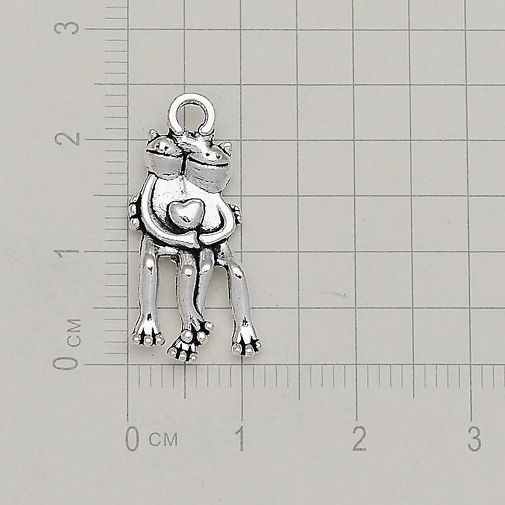 30pcs/lot--24x10mm Antique Silver Plated Frog Charms Lover Pendants DIY Necklace Supplies Jewelry Making Finding Accessories