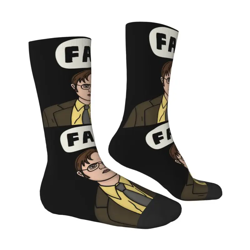 Dwight Schrute False Men's Crew Socks Unisex Fun The Office TV Happy Pattern Spring Summer Autumn Winter Dress Socks