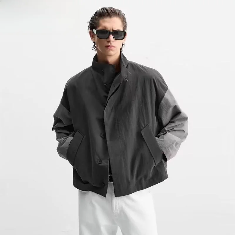 

Fall 2024 Men's Casual Color Blo Tech Fabric Jaet Loose Fit Long Sve Sport Scene Modern Sle Polyester Outerwear