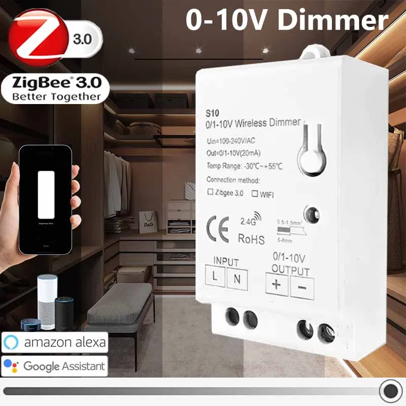 Zigbee 3.0 0-10V 1-10V Dimmer Controller Led Light Strip Driver Wireless Control Tuya Hub APP/Voice Control fr Smartthings Alexa