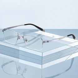 Mannen Pure Titanium Optische Recept Brillen Half Velg Brillen Frame Mannelijke Stijl Hoge Kwaliteit Nieuwe Kantoor Ontwerp 9012
