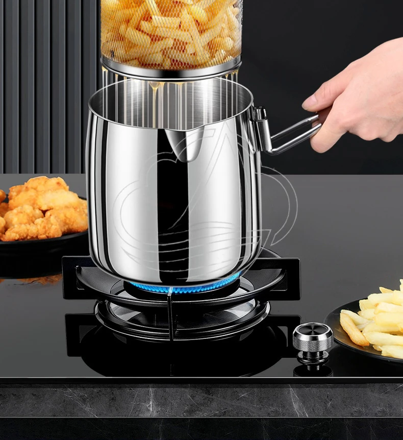 High Quality Kitchen Cookware 316 Stainless Steel Deep Frying Pan Outdoor Camping Cooking Tool Multifunctional Saucepan