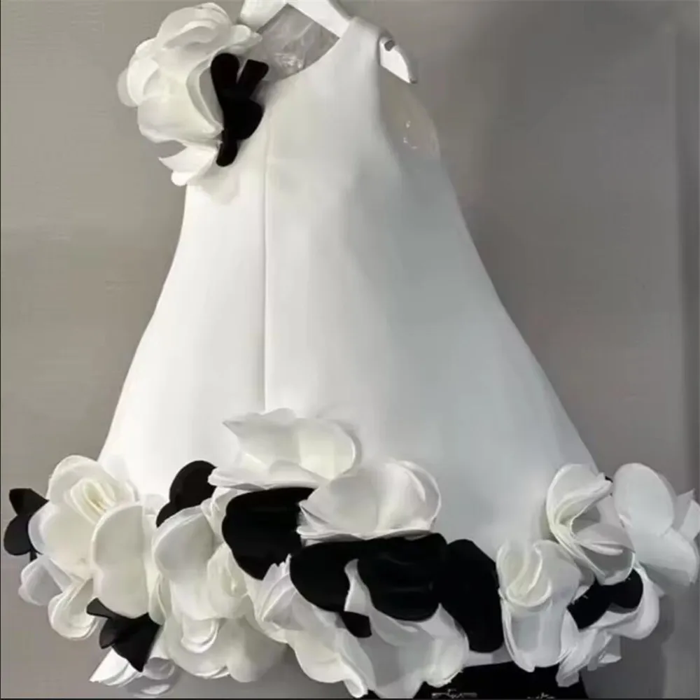 Nuovo vestito da ragazza di fiore bianco elegante ballo battesimale vestiti per bambini per matrimoni, compleanni, feste, abiti su misura