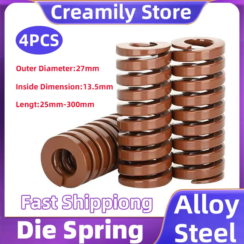 

Creamily 4PCS Spiral Heavy Load Stamping Compression Spring Mould Die Spring Multifunctional Spring ID 13.5MM OD 27MM