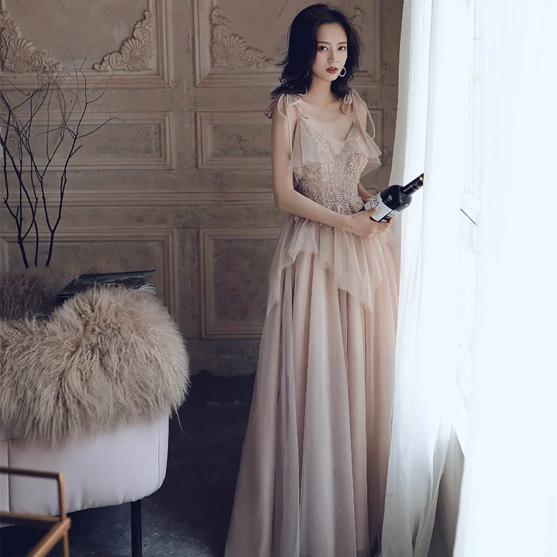 

New Temperament Camisole Evening Dress Party Can Be Worn on Weekdays, Birthday Party Dress Simple and Elegant Strap Dress