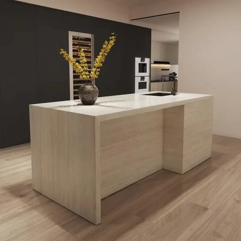 Luxury Sintered Slate Kitchen Bar Island Multi Functional Design Italy Imported Glazed Veneer for Hotel Catering