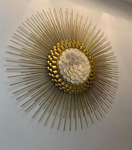 #￥Modern Art-Style Decorative Hanging Paintings Creative Shell Metal Wall Decorations European Luxury Golden for Living Room